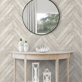 160070WR faux wood peel and stick wallpaper entryway from Surface Style