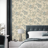 160121WR leaf peel and stick wallpaper bedroom from Surface Style