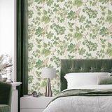160122WR leaf peel and stick wallpaper bedroom from Surface Style