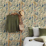 160142WR botanical peel and stick wallpaper bedroom from Surface Style