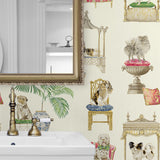 160370WR dog peel and stick wallpaper bathroom from Surface Style