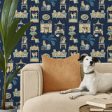 160371WR dog peel and stick wallpaper living room from Surface Style