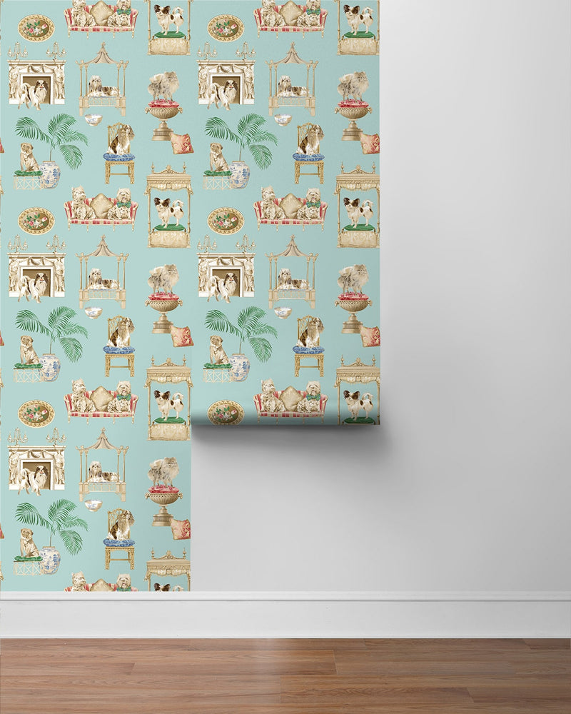 160372WR dog peel and stick wallpaper roll from Surface Style