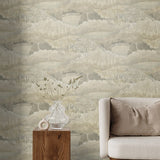 160451WR botanical peel and stick wallpaper living room from Surface Style