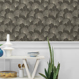 160461WR gingko leaf peel and stick wallpaper dining room from Surface Style