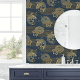 AF40602 koi fish wallpaper bathroom from Seabrook Designs