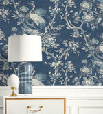 AF41302 crane toile unpasted wallpaper decor from Seabrook Designs