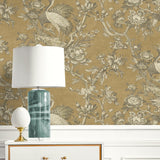AF41305 crane toile unpasted wallpaper decor from Seabrook Designs