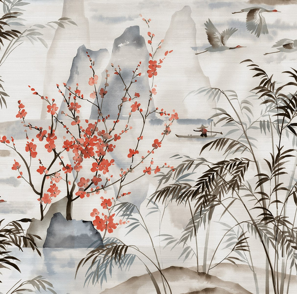 Blossom Garden Sisal Grasscloth Unpasted Wallpaper