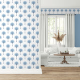 HG10802B palm leaf peel and stick wallpaper border entryway from Harry & Grace