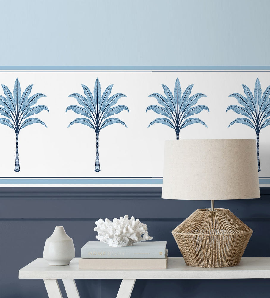 HG10802B palm leaf peel and stick wallpaper border decor from Harry & Grace