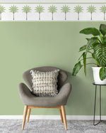 HG10804B palm leaf peel and stick wallpaper border living room from Harry & Grace