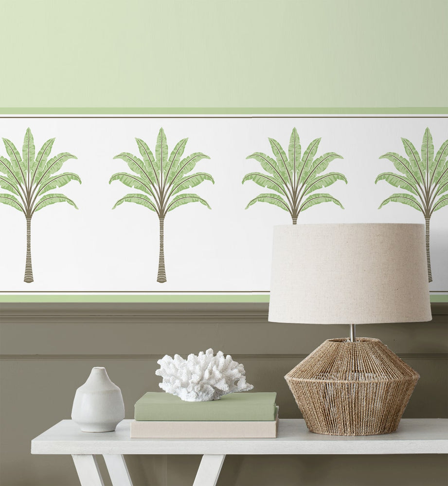 HG10804B palm leaf peel and stick wallpaper border decor from Harry & Grace