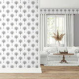 HG10808B palm leaf peel and stick wallpaper border entryway from Harry & Grace