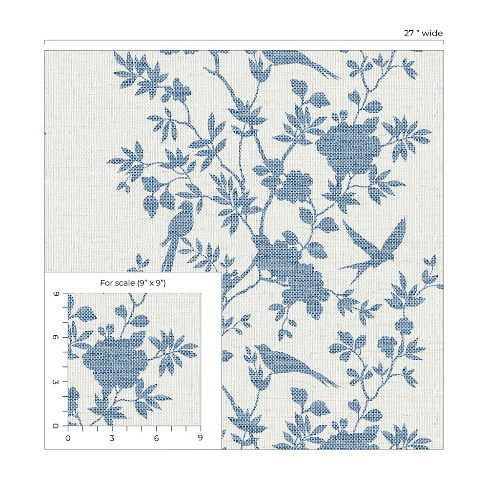 LN41002 chinoiserie bird vinyl wallpaper scale from the Coastal Haven collection by Lillian August