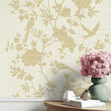 LN41003 chinoiserie bird vinyl wallpaper decor from the Coastal Haven collection by Lillian August