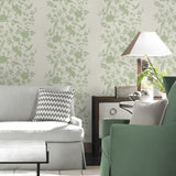 LN41004 chinoiserie bird vinyl wallpaper living room from the Coastal Haven collection by Lillian August