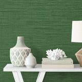 MB31804 green stringcloth wallpaper from the Beach House collection by Seabrook Designs