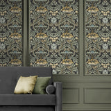 NW41510 vintage morris peel and stick wallpaper living room from NextWall