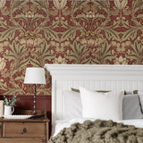 NW41511 vintage morris peel and stick wallpaper bedroom from NextWall