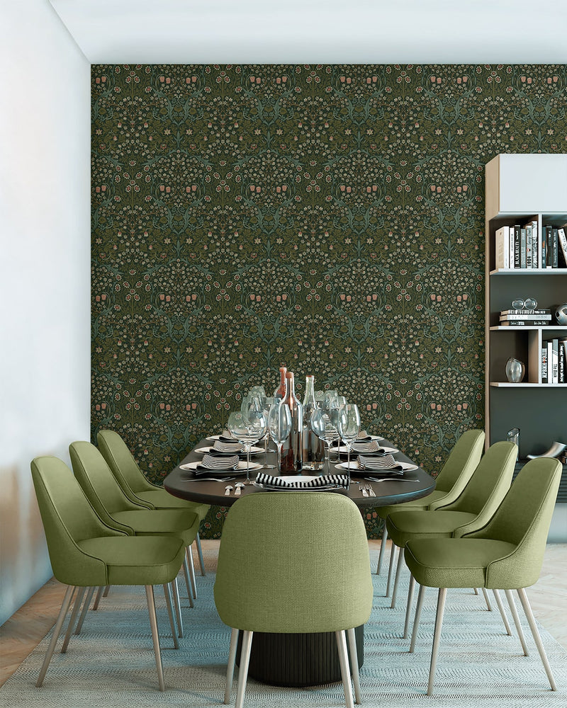 NW44504 vintage peel and stick wallpaper dining room from NextWall