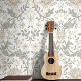 NW44600 vintage floral morris peel and stick wallpaper honeysuckle decor from NextWall