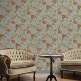 NW50202 Jacobean floral peel and stick wallpaper living room from NextWall