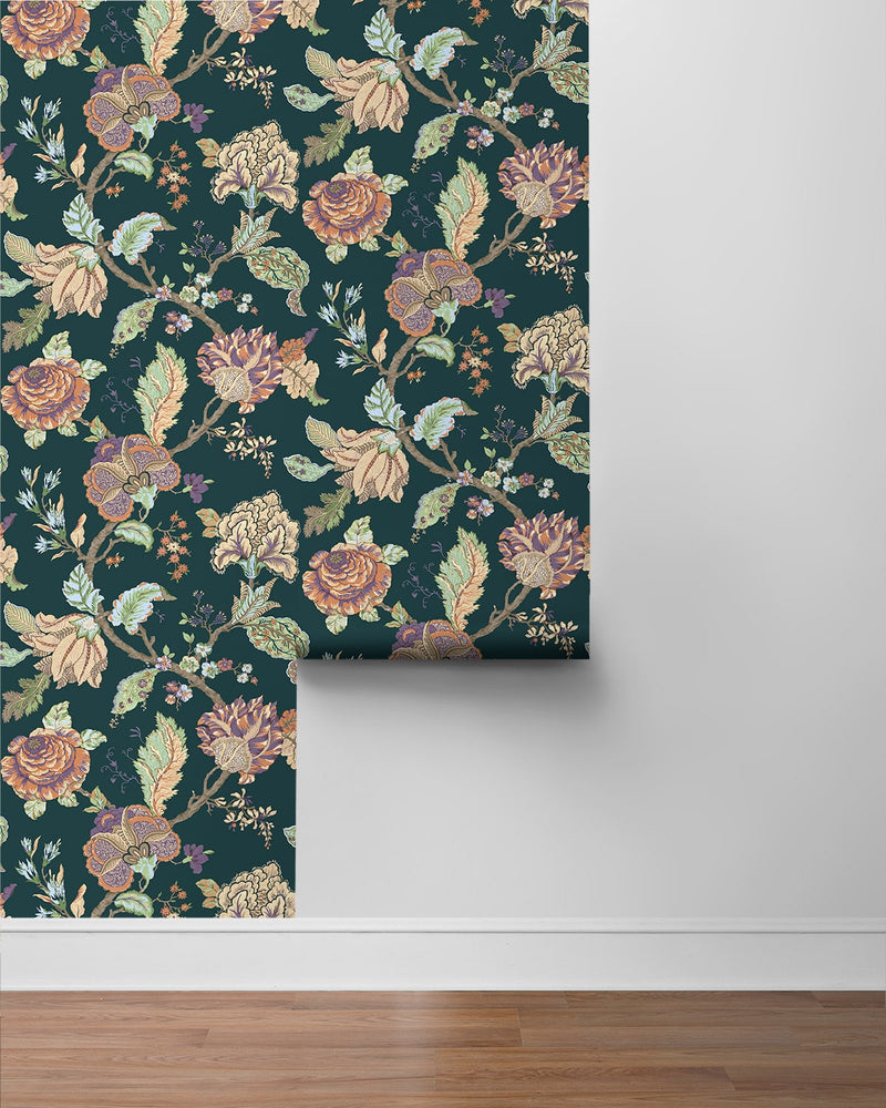 NW50204 Jacobean floral peel and stick wallpaper roll from NextWall