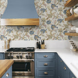 NW50205 Jacobean floral peel and stick wallpaper kitchen from NextWall