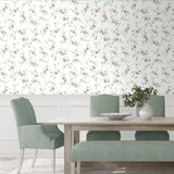 NW50401 floral peel and stick wallpaper dining room from NextWall
