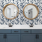 NW51402 bamboo leaf peel and stick wallpaper bathroom from NextWall