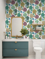 NW52701 floral peel and stick wallpaper bathroom from NextWall