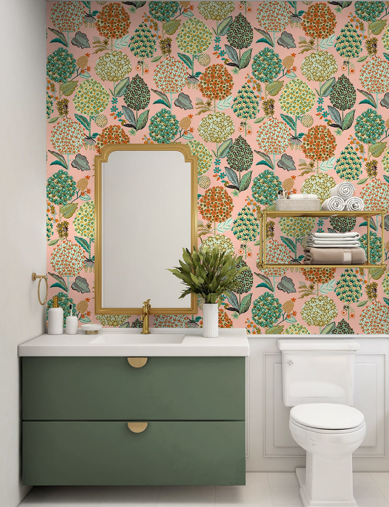 NW52721 floral peel and stick wallpaper bathroom from NextWall