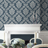 NW53602 damask peel and stick wallpaper dining room from NextWall