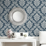 NW53602 damask peel and stick wallpaper entryway from NextWall