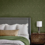 NW54404 vintage morris peel and stick wallpaper bedroom from NextWall
