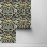 PR10010 vintage floral morris prepasted wallpaper roll from Seabrook Designs