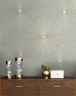 PR11005 starburst geometric mid century prepasted wallpaper decor from Seabrook Designs