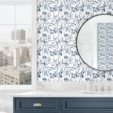 160061WR dog peel and stick wallpaper bathroom from Surface Style