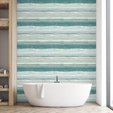 DT20302 watercolor stripe textured vinyl wallpaper bath from DuPont™ Tedlar® 