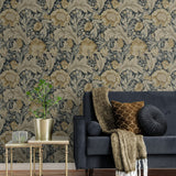 Floral vintage wallpaper living room ET12308 from the Victorian Garden collection by Seabrook Designs
