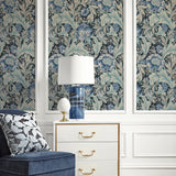 Floral vintage wallpaper living room ET12312 from the Victorian Garden collection by Seabrook Designs