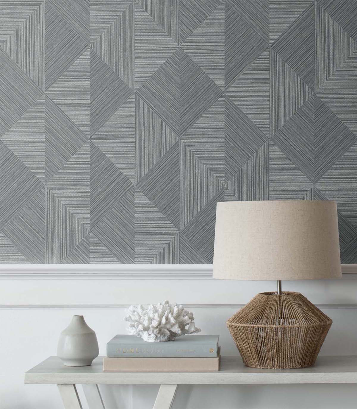 Seabrook White Heron Diamond Inlay Wallpaper - Charcoal Grass, image size:1200x1373