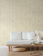Faux wood wallpaper living room JP10503 from the Japandi Style collection by Seabrook Designs
