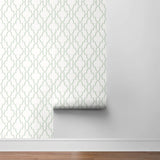 LN21104 coastal lattice peel and stick wallpaper roll from the Luxe Haven collection by Lillian August