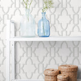 LN21105 coastal lattice peel and stick wallpaper shelf from the Luxe Haven collection by Lillian August