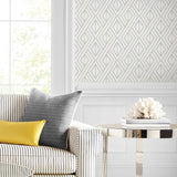 LN30208 boho grid geometric peel and stick removable wallpaper living room from the Luxe Haven collection by Lillian August