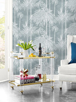 LN40218 palm leaf embossed vinyl wallpaper living room from Lillian August