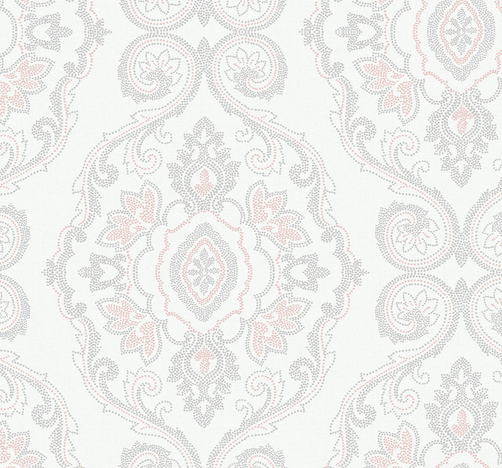 MB30301 pink nautical damask coastal wallpaper from the Beach House collection by Seabrook Designs