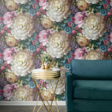 NW32700 blooming floral living room peel and stick removable wallpaper by NextWall